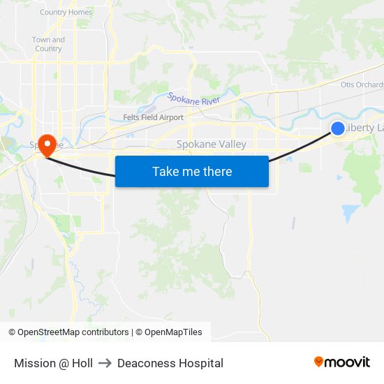 Mission @ Holl to Deaconess Hospital map