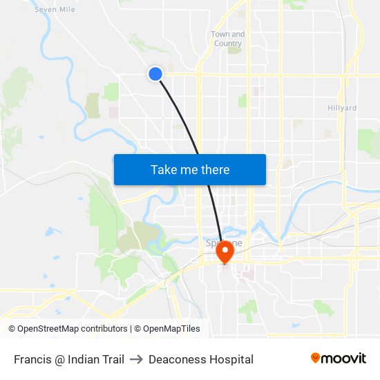 Francis @ Indian Trail to Deaconess Hospital map