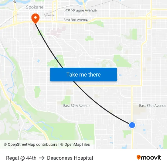 Regal @ 44th to Deaconess Hospital map