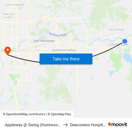 Appleway @ Swing (Huntwood) to Deaconess Hospital map