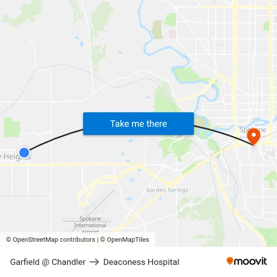 Garfield @ Chandler to Deaconess Hospital map