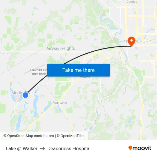 Lake @ Walker to Deaconess Hospital map
