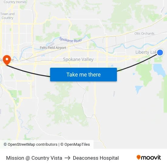 Mission @ Country Vista to Deaconess Hospital map