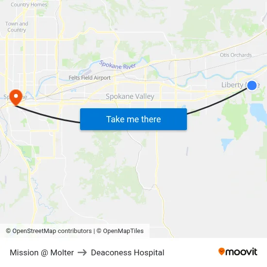 Mission @ Molter to Deaconess Hospital map