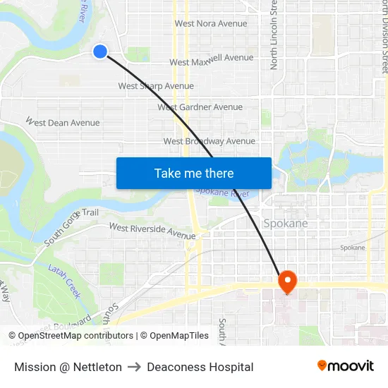 Mission @ Nettleton to Deaconess Hospital map