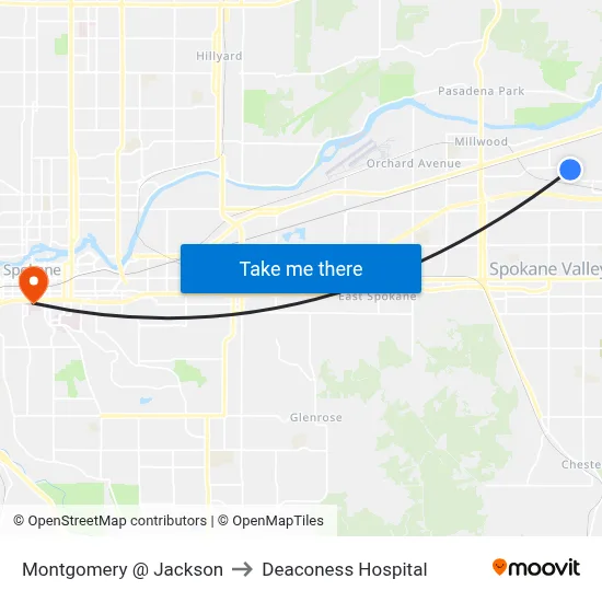 Montgomery @ Jackson to Deaconess Hospital map