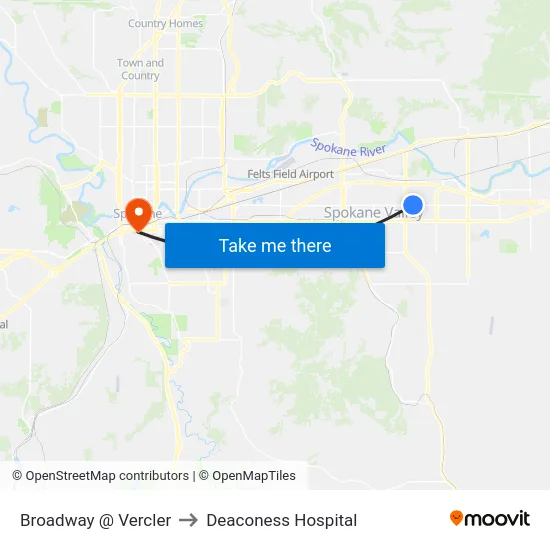 Broadway @ Vercler to Deaconess Hospital map