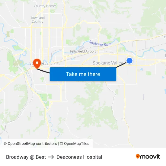 Broadway @ Best to Deaconess Hospital map