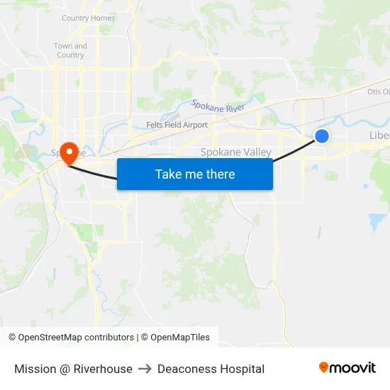 Mission @ Riverhouse to Deaconess Hospital map