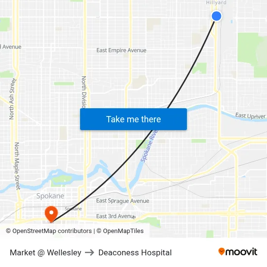 Market @ Wellesley to Deaconess Hospital map