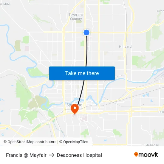 Francis @ Mayfair to Deaconess Hospital map