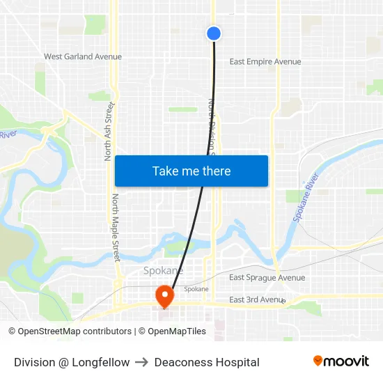 Division @ Longfellow to Deaconess Hospital map