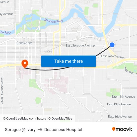 Sprague @ Ivory to Deaconess Hospital map