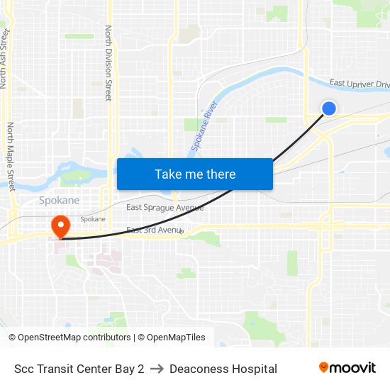 Scc Transit Center Bay 2 to Deaconess Hospital map