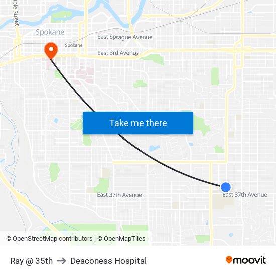 Ray @ 35th to Deaconess Hospital map