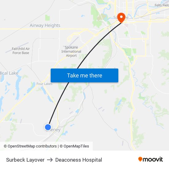 Surbeck Layover to Deaconess Hospital map