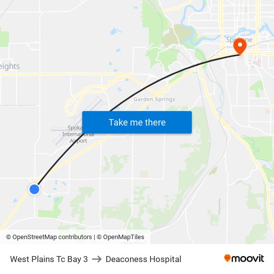 West Plains Tc Bay 3 to Deaconess Hospital map