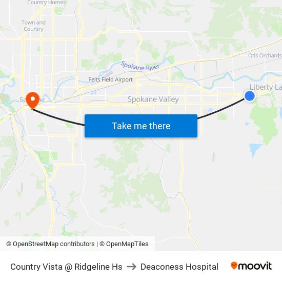 Country Vista @ Ridgeline Hs to Deaconess Hospital map