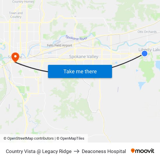 Country Vista @ Legacy Ridge to Deaconess Hospital map