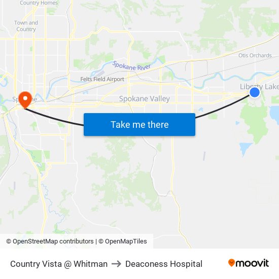 Country Vista @ Whitman to Deaconess Hospital map