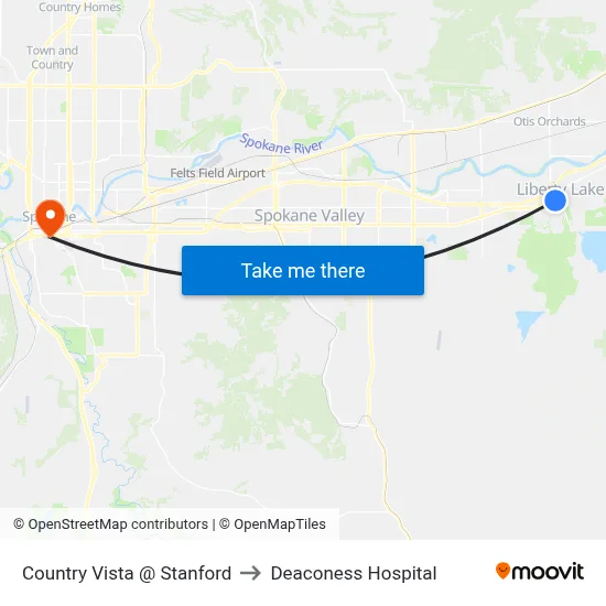 Country Vista @ Stanford to Deaconess Hospital map