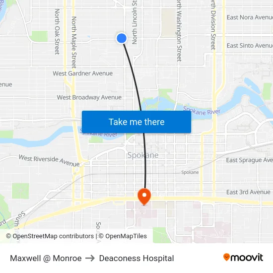 Maxwell @ Monroe to Deaconess Hospital map