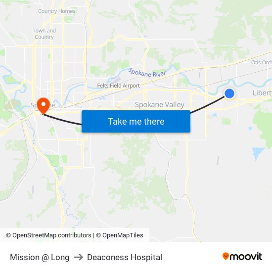 Mission @ Long to Deaconess Hospital map
