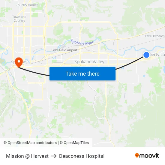 Mission @ Harvest to Deaconess Hospital map