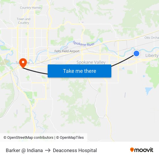 Barker @ Indiana to Deaconess Hospital map