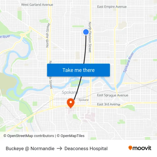 Buckeye @ Normandie to Deaconess Hospital map