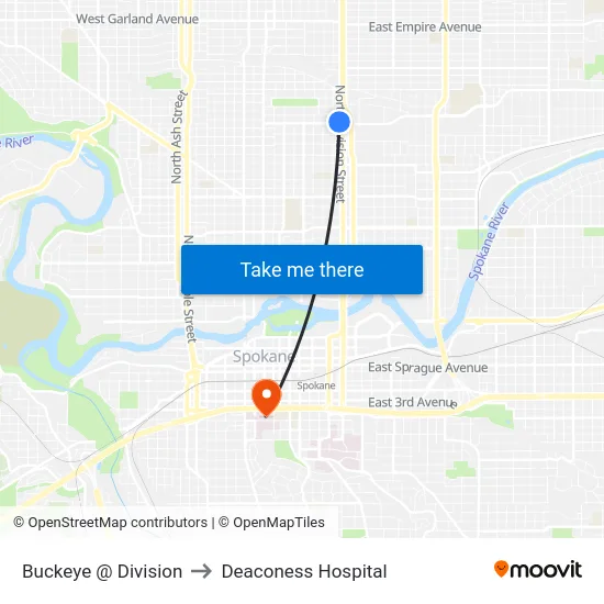 Buckeye @ Division to Deaconess Hospital map