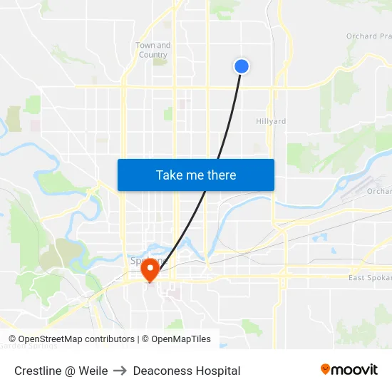 Crestline @ Weile to Deaconess Hospital map