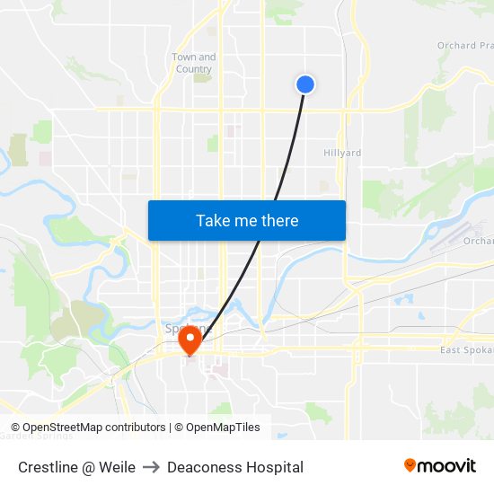 Crestline @ Weile to Deaconess Hospital map