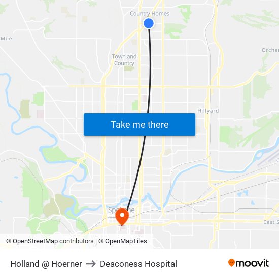 Holland @ Hoerner to Deaconess Hospital map