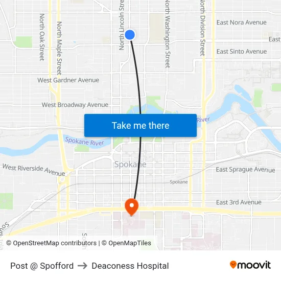 Post @ Spofford to Deaconess Hospital map