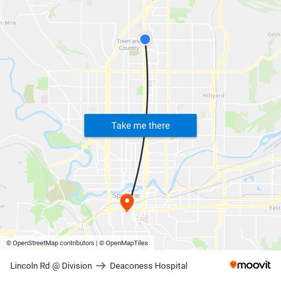 Lincoln Rd @ Division to Deaconess Hospital map