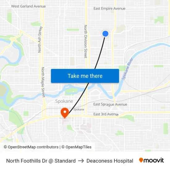 North Foothills Dr @ Standard to Deaconess Hospital map