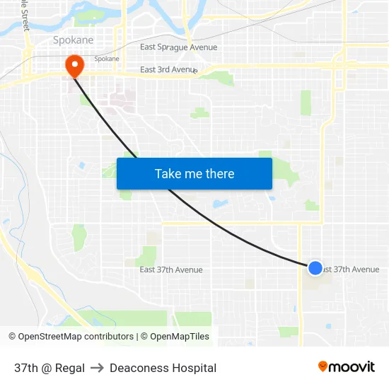 37th @ Regal to Deaconess Hospital map