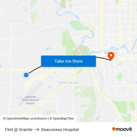 Flint @ Granite to Deaconess Hospital map