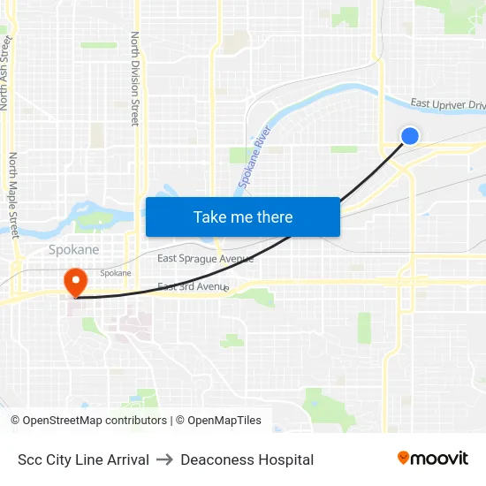 Scc City Line Arrival to Deaconess Hospital map