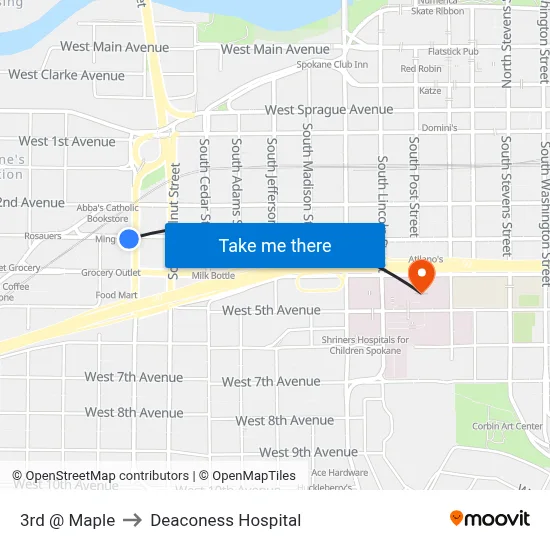 3rd @ Maple to Deaconess Hospital map