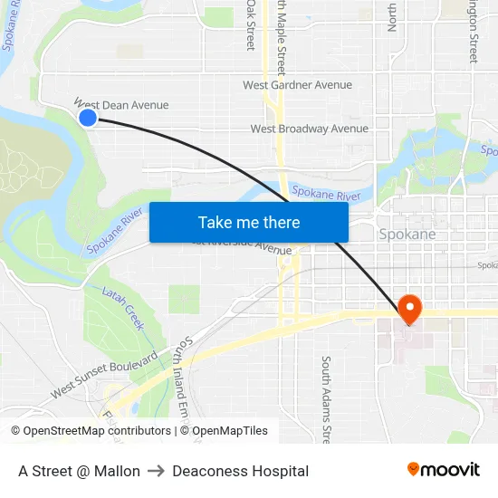 A Street @ Mallon to Deaconess Hospital map