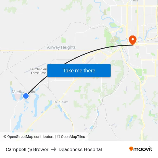Campbell @ Brower to Deaconess Hospital map