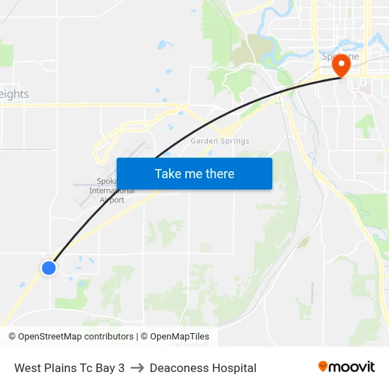 West Plains Tc Bay 3 to Deaconess Hospital map