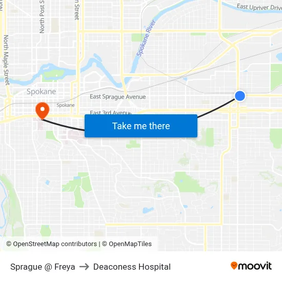 Sprague @ Freya to Deaconess Hospital map