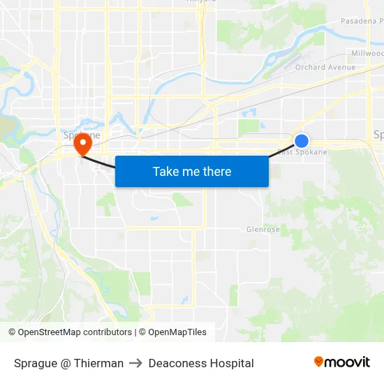 Sprague @ Thierman to Deaconess Hospital map