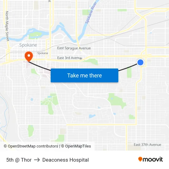 5th @ Thor to Deaconess Hospital map