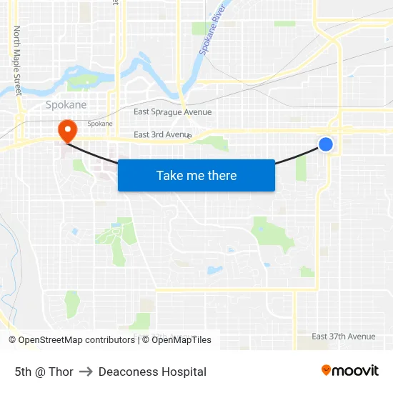 5th @ Thor to Deaconess Hospital map