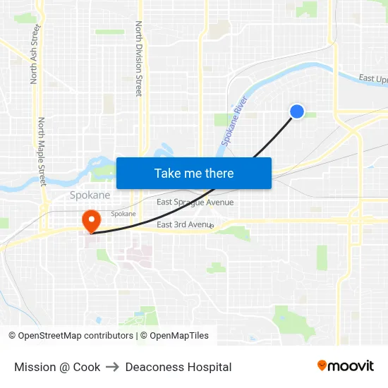 Mission @ Cook to Deaconess Hospital map