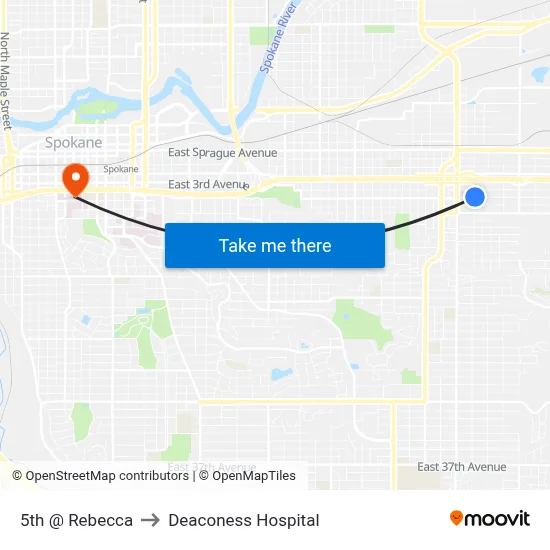 5th @ Rebecca to Deaconess Hospital map